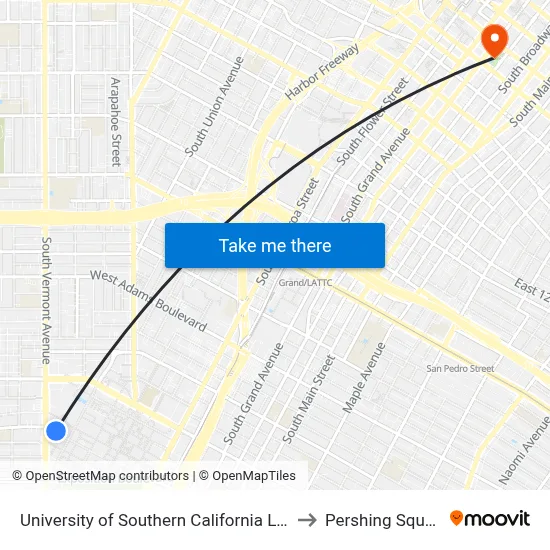 University of Southern California Lot 6 to Pershing Square map