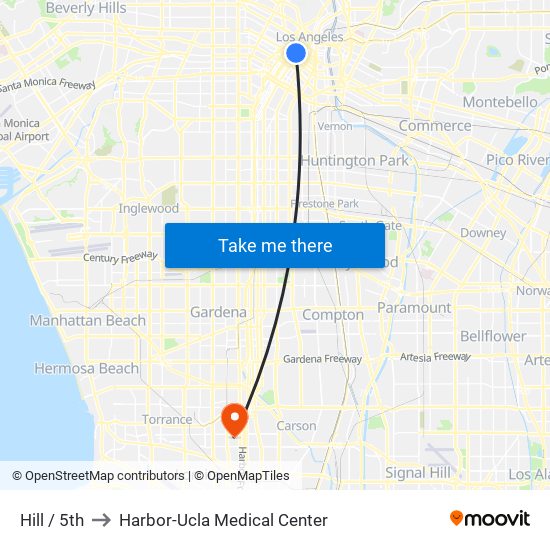 Hill / 5th to Harbor-Ucla Medical Center map