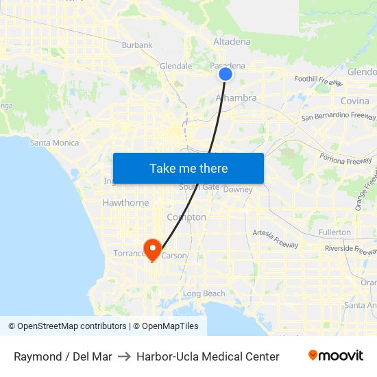 Raymond / Del Mar to Harbor-Ucla Medical Center map