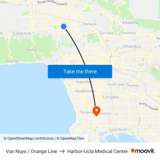 Van Nuys / Orange Line to Harbor-Ucla Medical Center map
