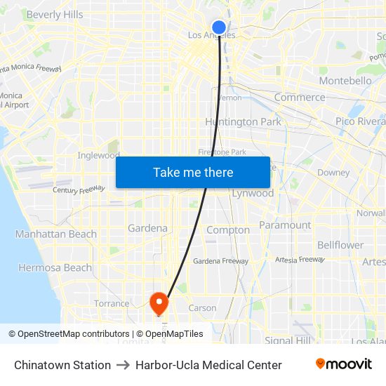 Chinatown Station to Harbor-Ucla Medical Center map