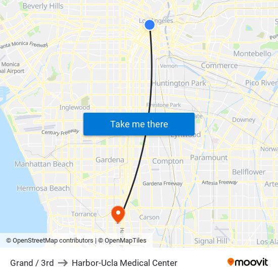 Grand / 3rd to Harbor-Ucla Medical Center map