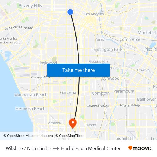 Wilshire / Normandie to Harbor-Ucla Medical Center map