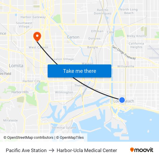 Pacific Ave Station to Harbor-Ucla Medical Center map