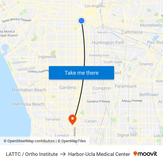LATTC / Ortho Institute to Harbor-Ucla Medical Center map