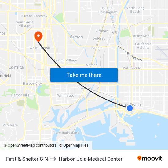 First & Shelter C N to Harbor-Ucla Medical Center map