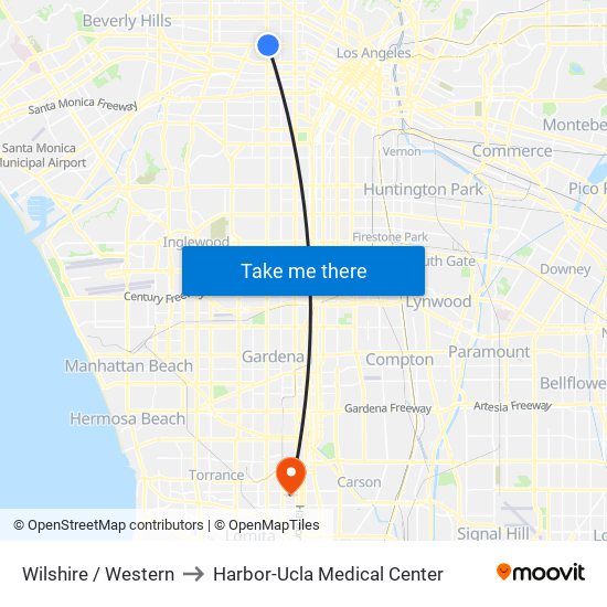 Wilshire / Western to Harbor-Ucla Medical Center map