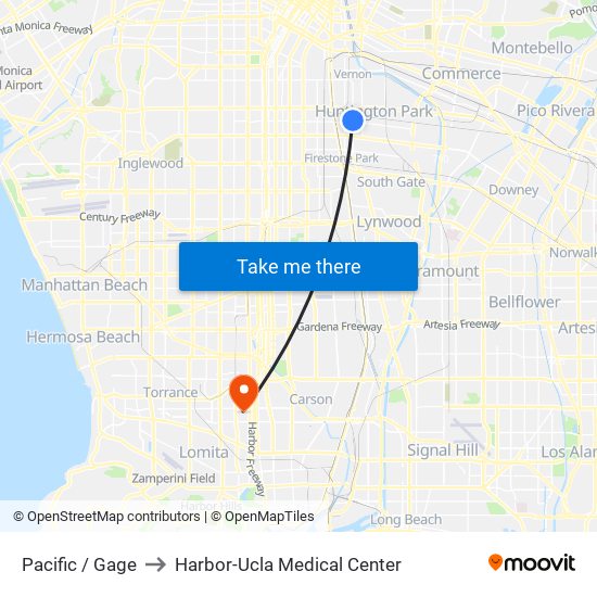 Pacific / Gage to Harbor-Ucla Medical Center map