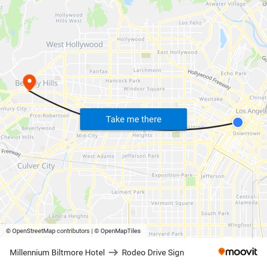 Millennium Biltmore Hotel to Rodeo Drive Sign map