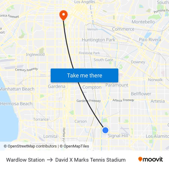 Wardlow Station to David X Marks Tennis Stadium map