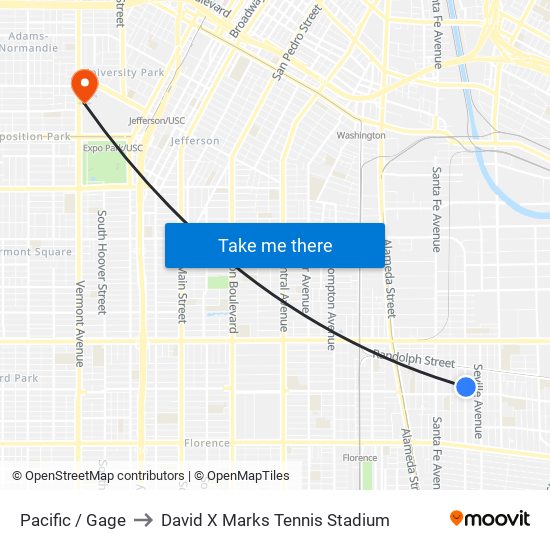 Pacific / Gage to David X Marks Tennis Stadium map