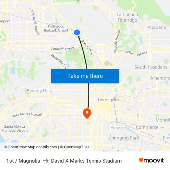 1st / Magnolia to David X Marks Tennis Stadium map