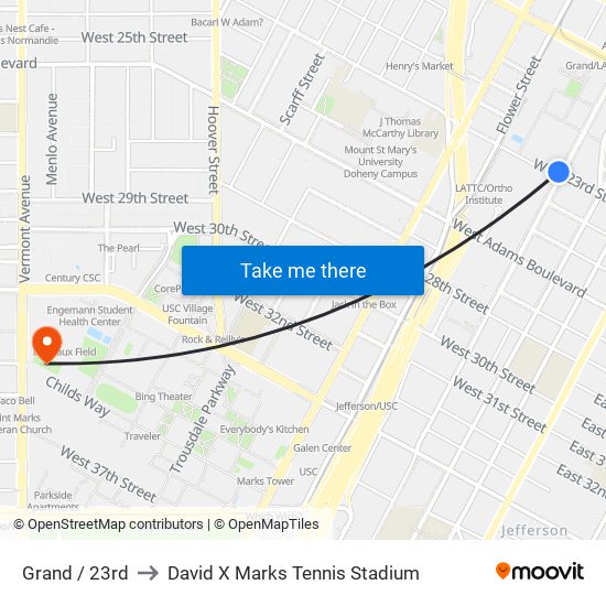 Grand / 23rd to David X Marks Tennis Stadium map