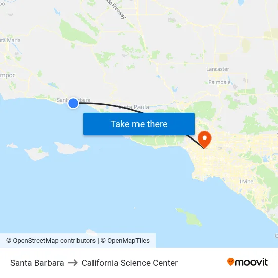 Santa Barbara to California Science Center map
