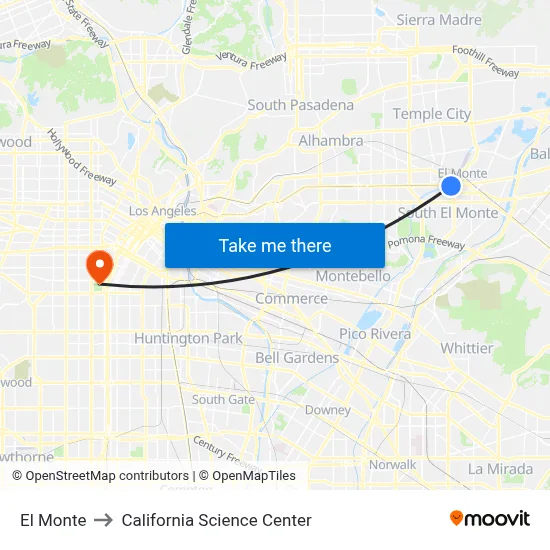El Monte to California Science Center map