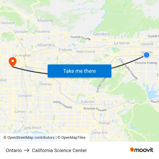 Ontario to California Science Center map