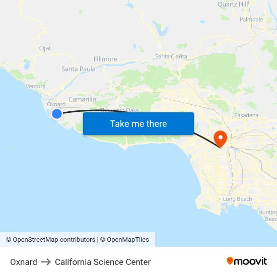 Oxnard to California Science Center map