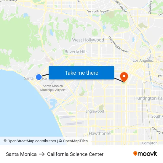 Santa Monica to California Science Center map