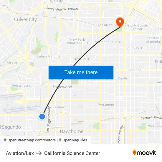 Aviation/Lax to California Science Center map
