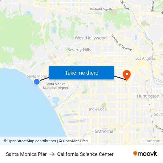 Santa Monica Pier to California Science Center map