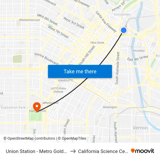 Union Station - Metro Gold Line to California Science Center map