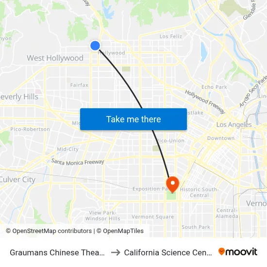 Graumans Chinese Theatre to California Science Center map