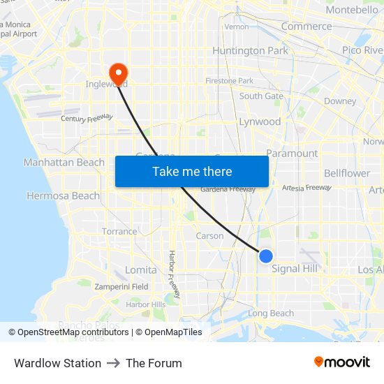 Wardlow Station to The Forum map