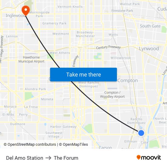 Del Amo Station to The Forum map