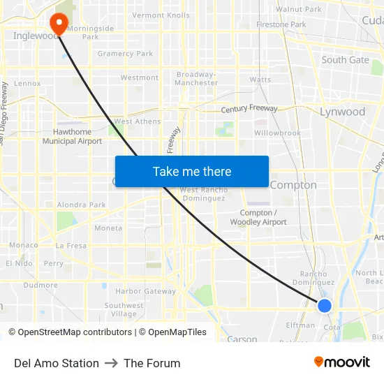 Del Amo Station to The Forum map