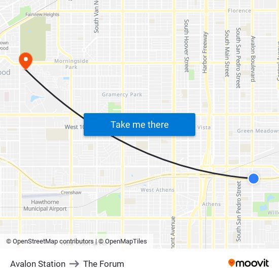 Avalon Station to The Forum map