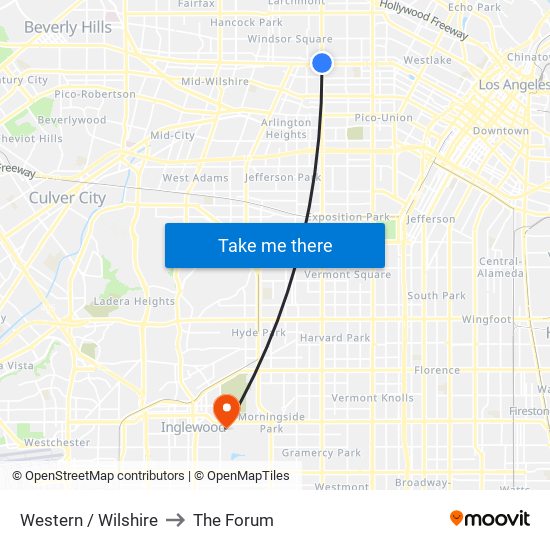 Western / Wilshire to The Forum map