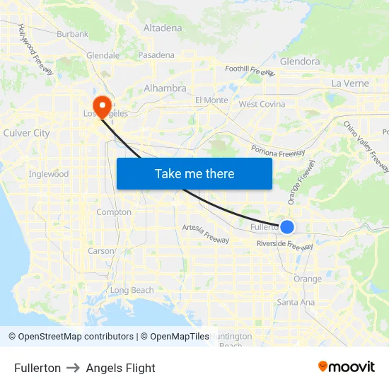 Fullerton to Angels Flight map