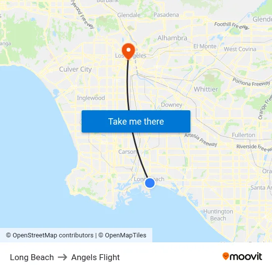 Long Beach to Angels Flight map