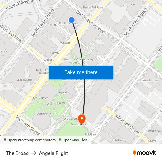 The Broad to Angels Flight map