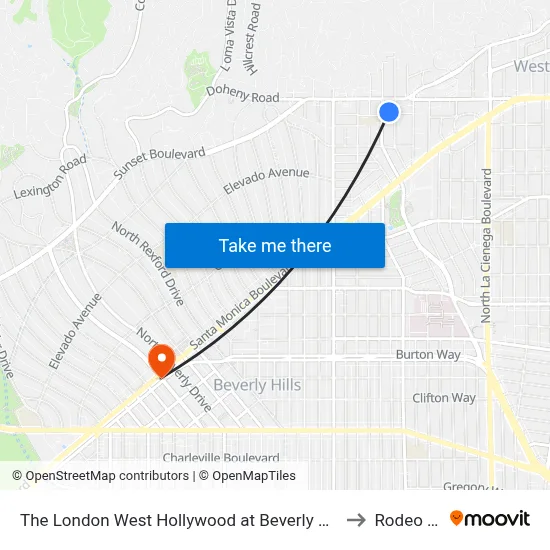 The London West Hollywood at Beverly Hills Hotel - Tesla to Rodeo Drive map