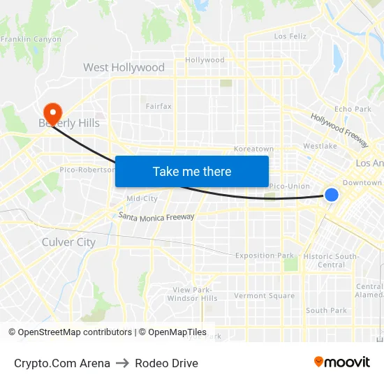 Crypto.Com Arena to Rodeo Drive map