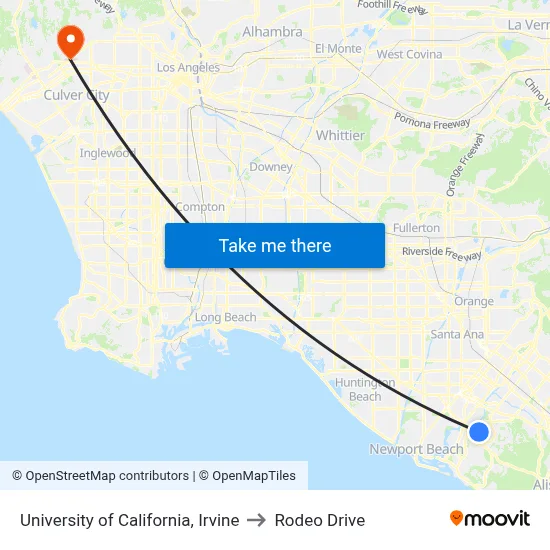 University of California, Irvine to Rodeo Drive map