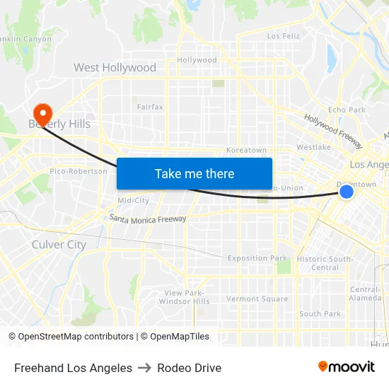 Freehand Los Angeles to Rodeo Drive map