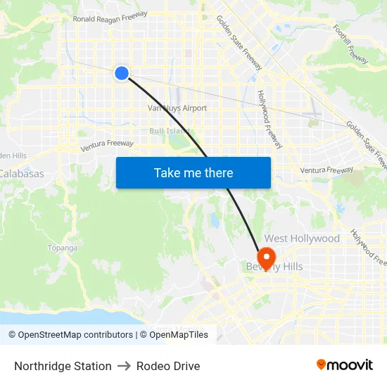 Northridge Station to Rodeo Drive map