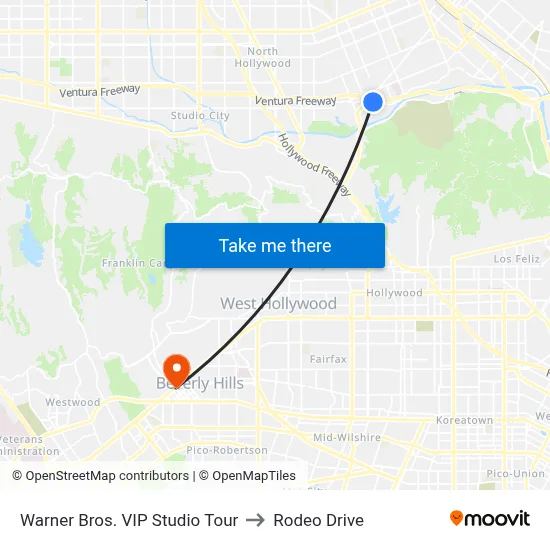 Warner Bros. VIP Studio Tour to Rodeo Drive map