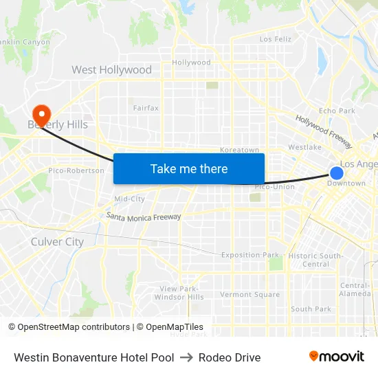 Westin Bonaventure Hotel Pool to Rodeo Drive map