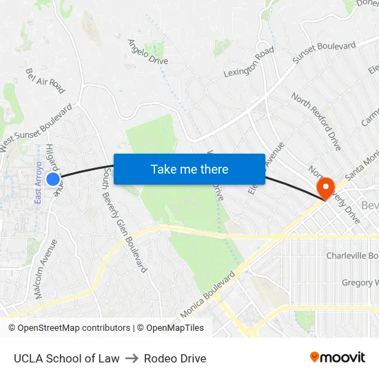 UCLA School of Law to Rodeo Drive map