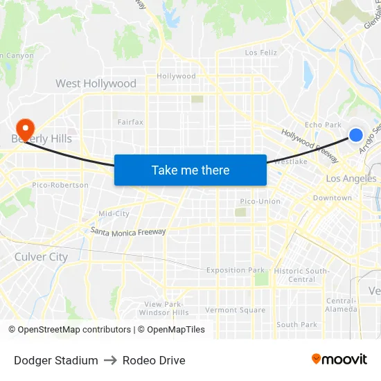 Dodger Stadium to Rodeo Drive map