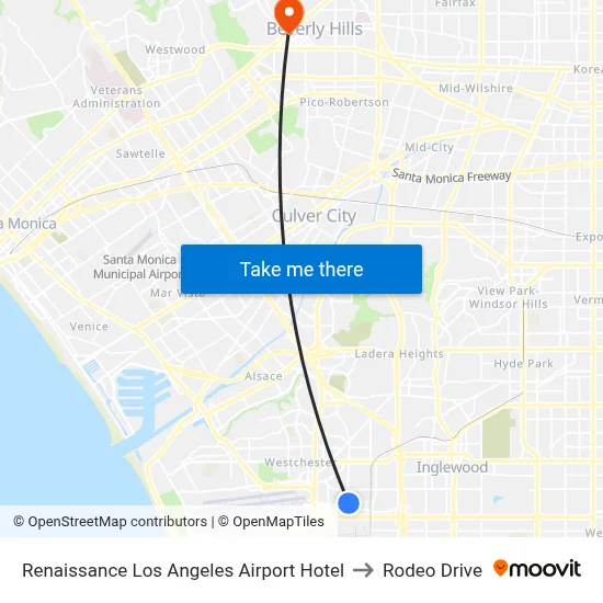 Renaissance Los Angeles Airport Hotel to Rodeo Drive map