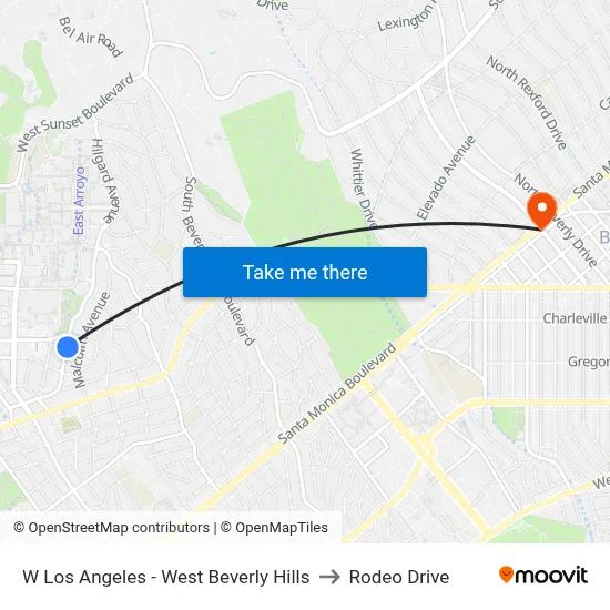 W Los Angeles - West Beverly Hills to Rodeo Drive map