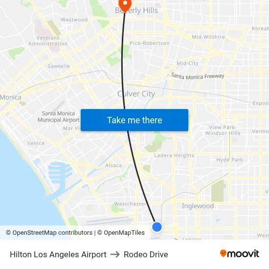 Hilton Los Angeles Airport to Rodeo Drive map