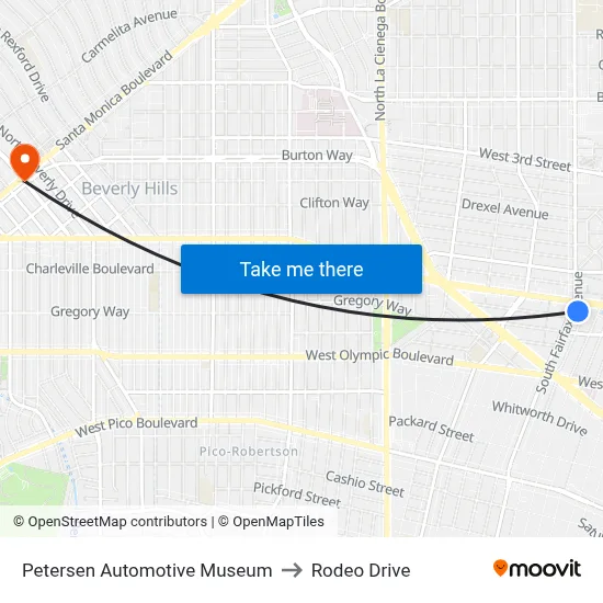 Petersen Automotive Museum‎ to Rodeo Drive map