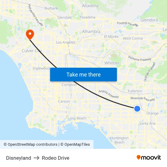 Disneyland to Rodeo Drive map