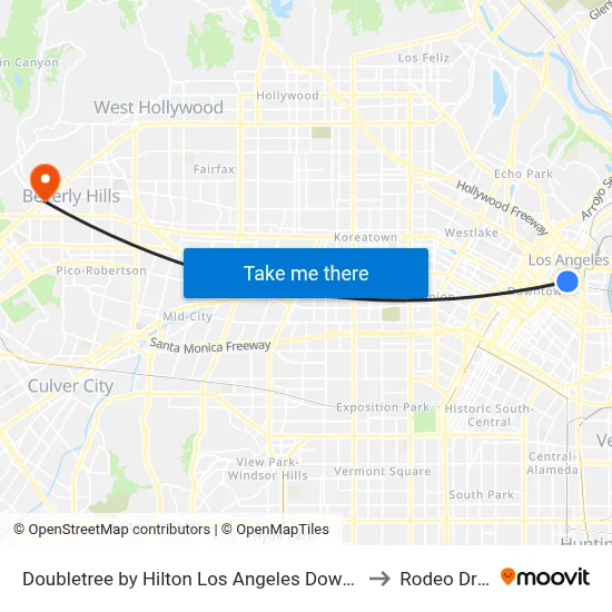 Doubletree by Hilton Los Angeles Downtown to Rodeo Drive map