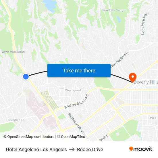 Hotel Angeleno Los Angeles to Rodeo Drive map